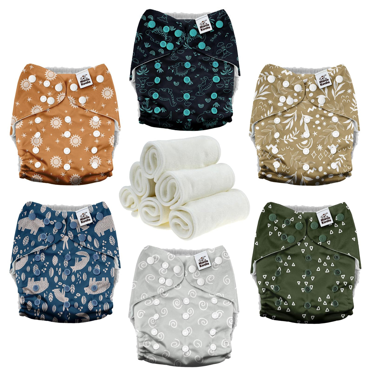 Mama Koala 3.0 pocket diaper close-up showcases leak-preventing structure for overnight use.