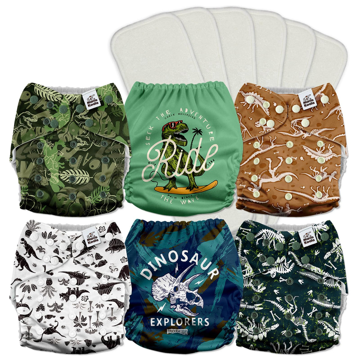 Mama Koala 3.0 pocket diaper front view shows slim fit and crossover snaps.