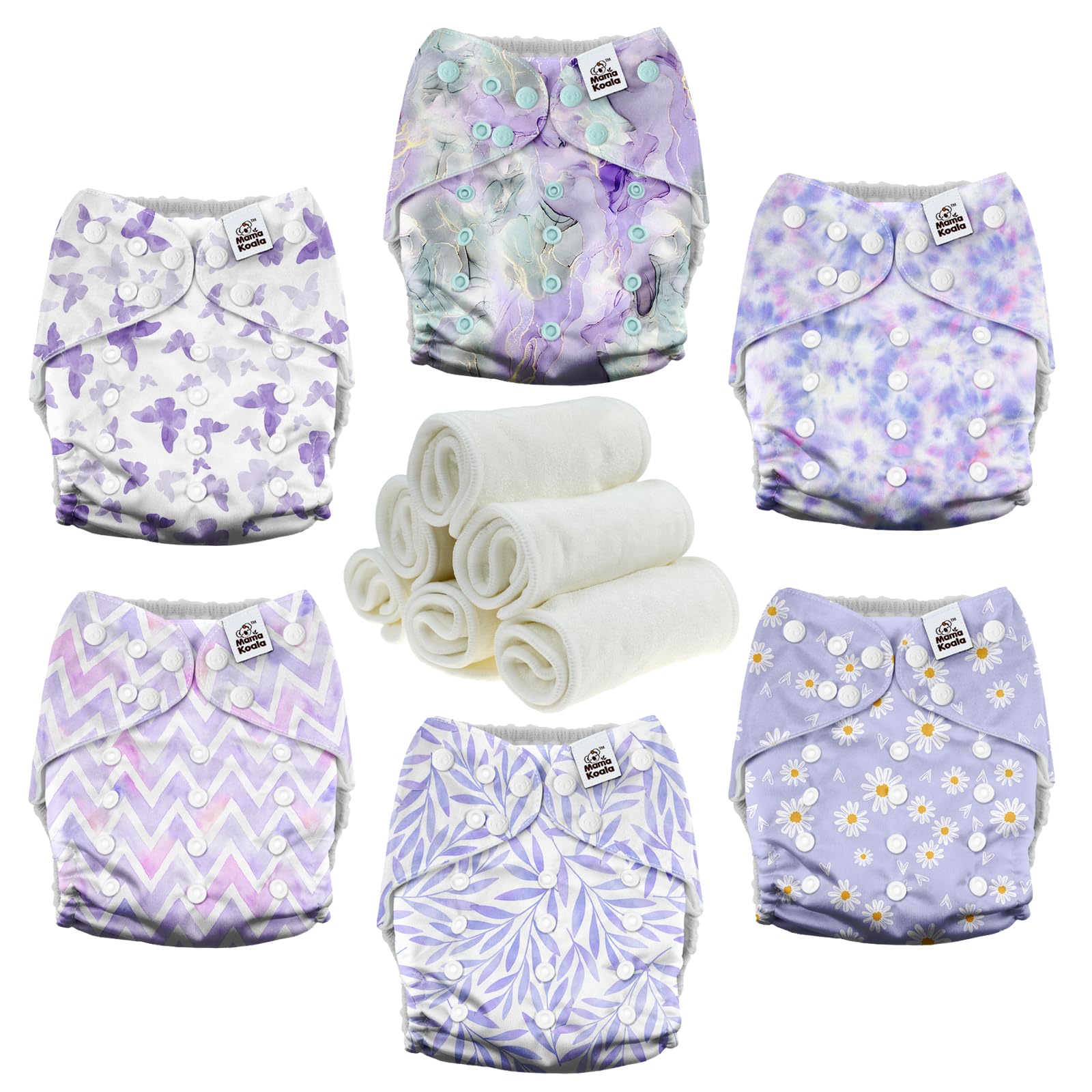 Mama Koala 3.0 pocket diaper in light lavender with secure fit and leak protection.