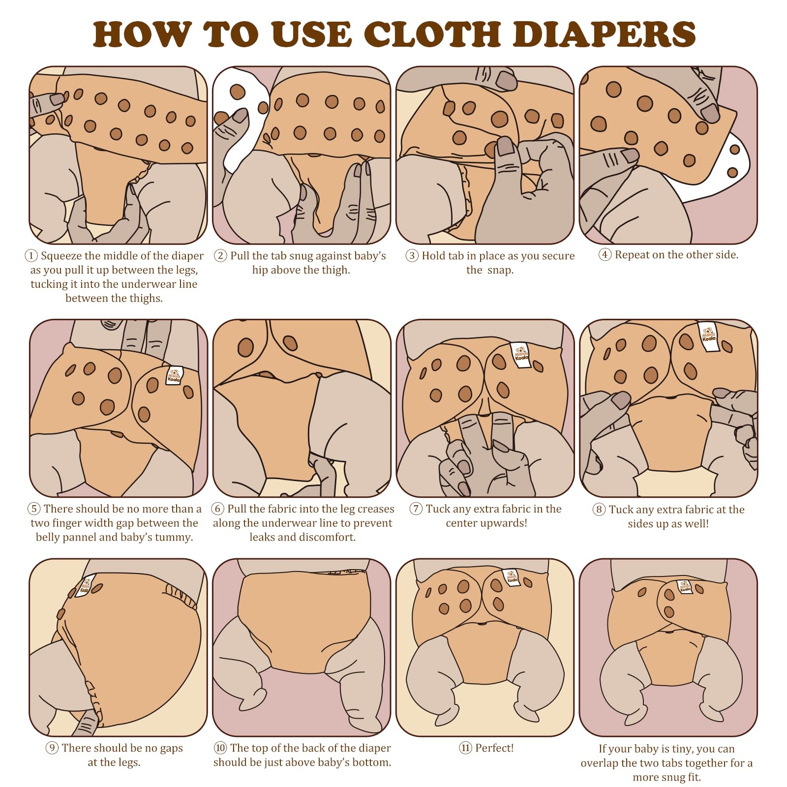 Mama Koala 3.0 pocket diaper on baby demonstrates slim fit and comfortable coverage.
