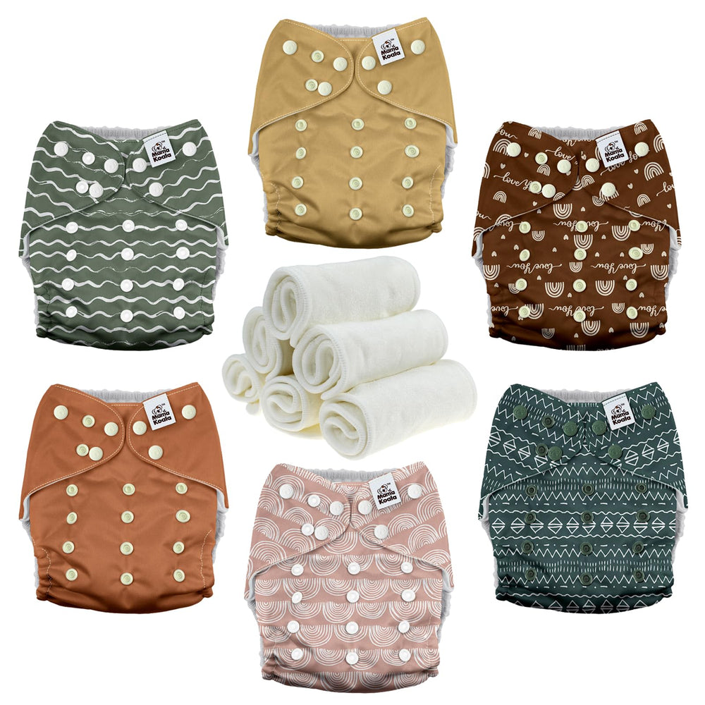 Mama Koala 3.0 pocket diaper pack close-up showing slim fit and snaps