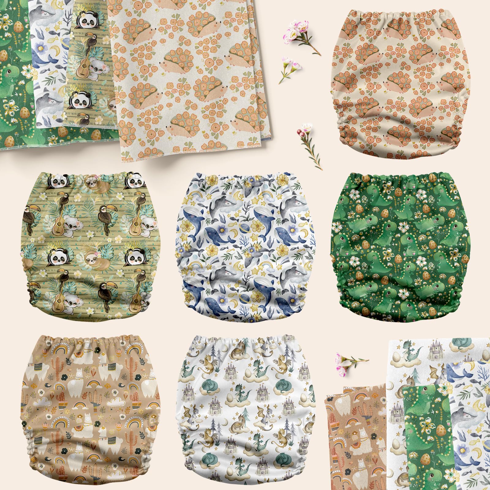 Mama Koala 3.0 pocket diaper with rise snaps for easy growth from newborn to toddler.