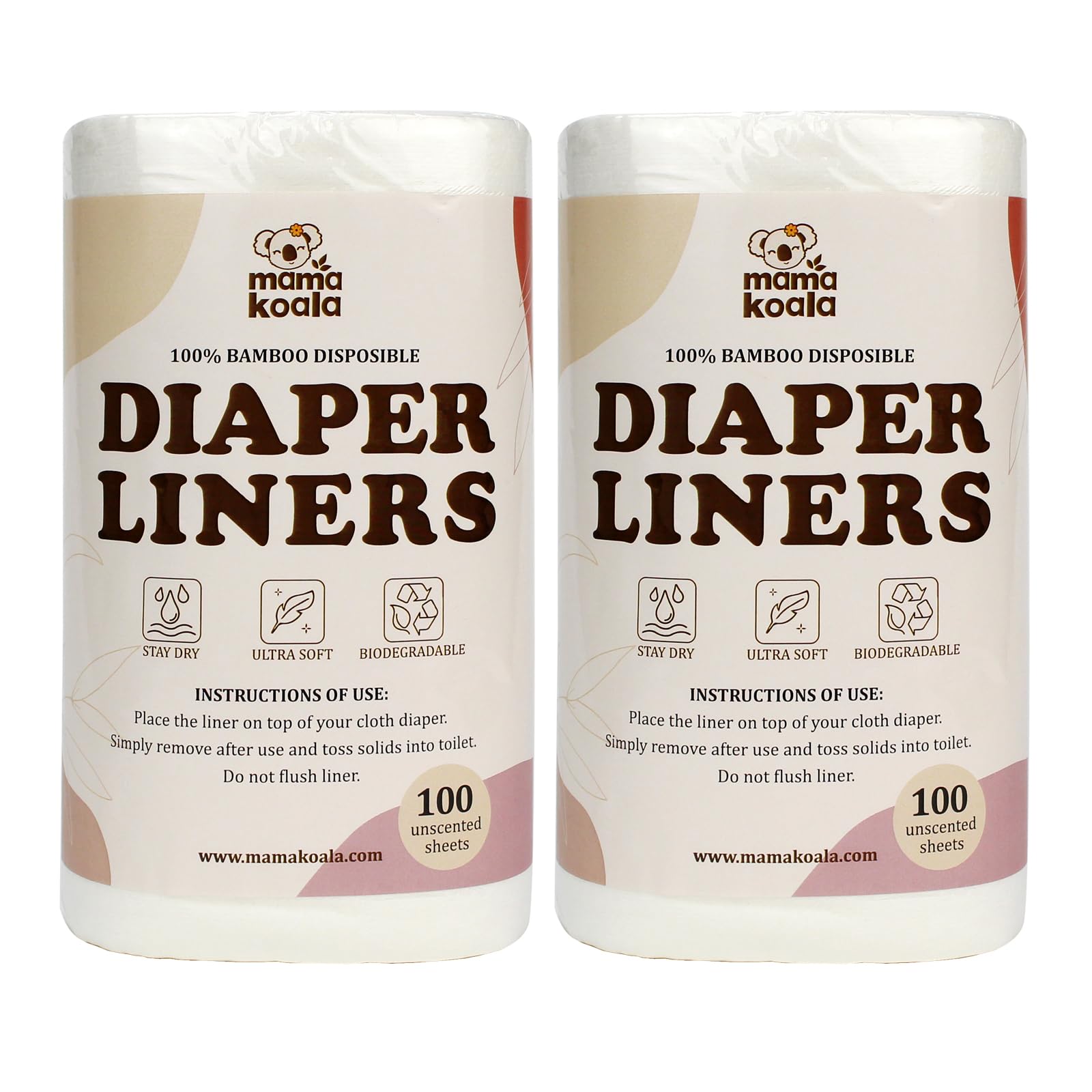 Mama Koala disposable diaper liners pack 2pack ready for quick, mess-free diaper changes