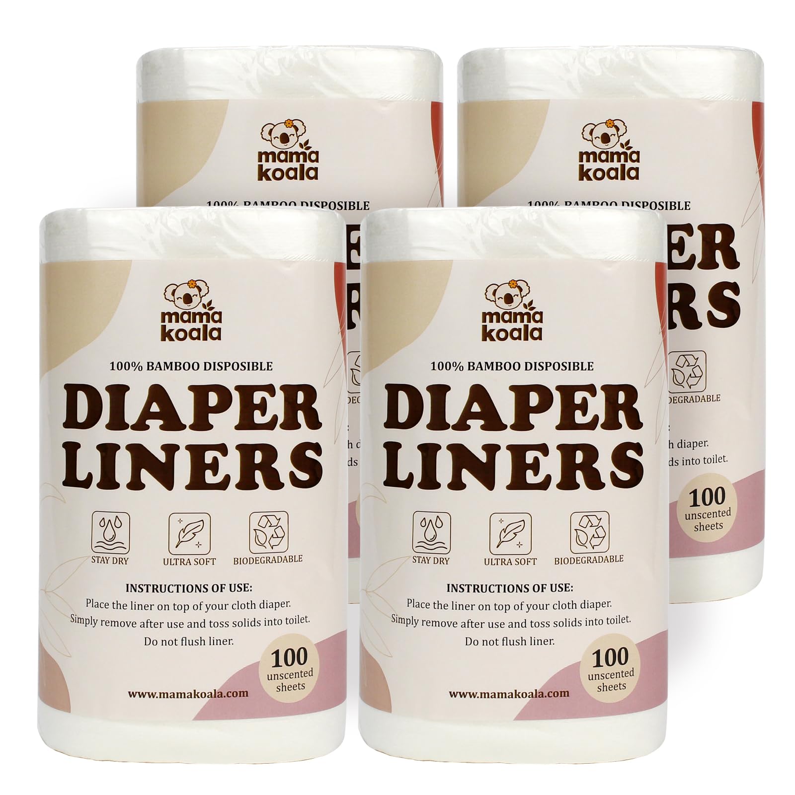 Mama Koala liners box front shows natural materials for sensitive skin and comfort.