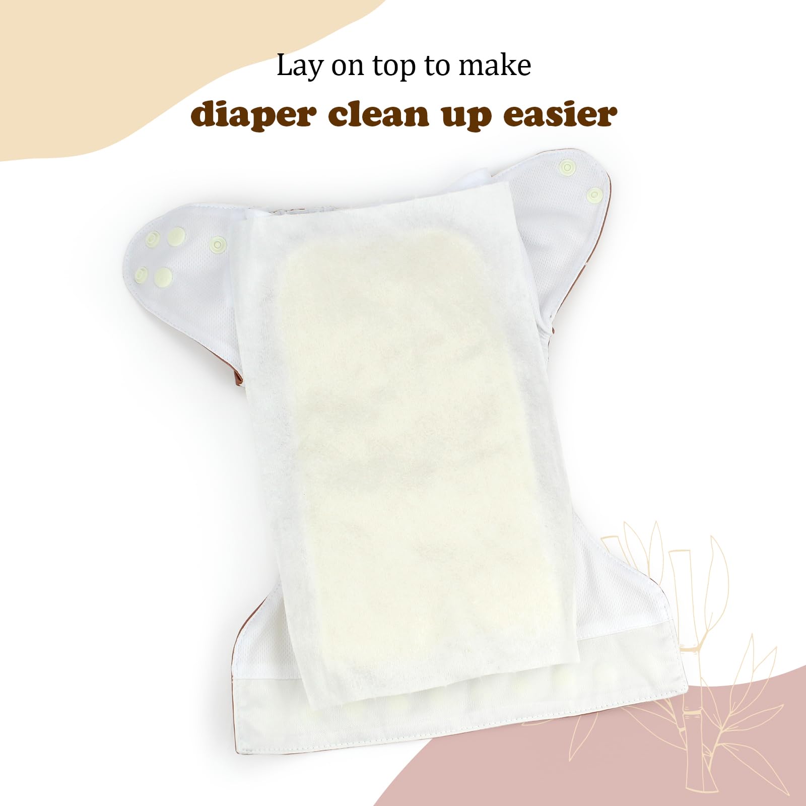 Liners placed inside a cloth diaper demonstrating a snug, leak-free fit.