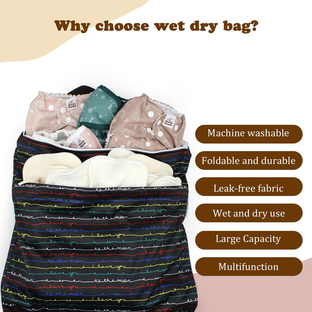 Mama Koala large-capacity 28x16 bag holds cloth diapers and more.
