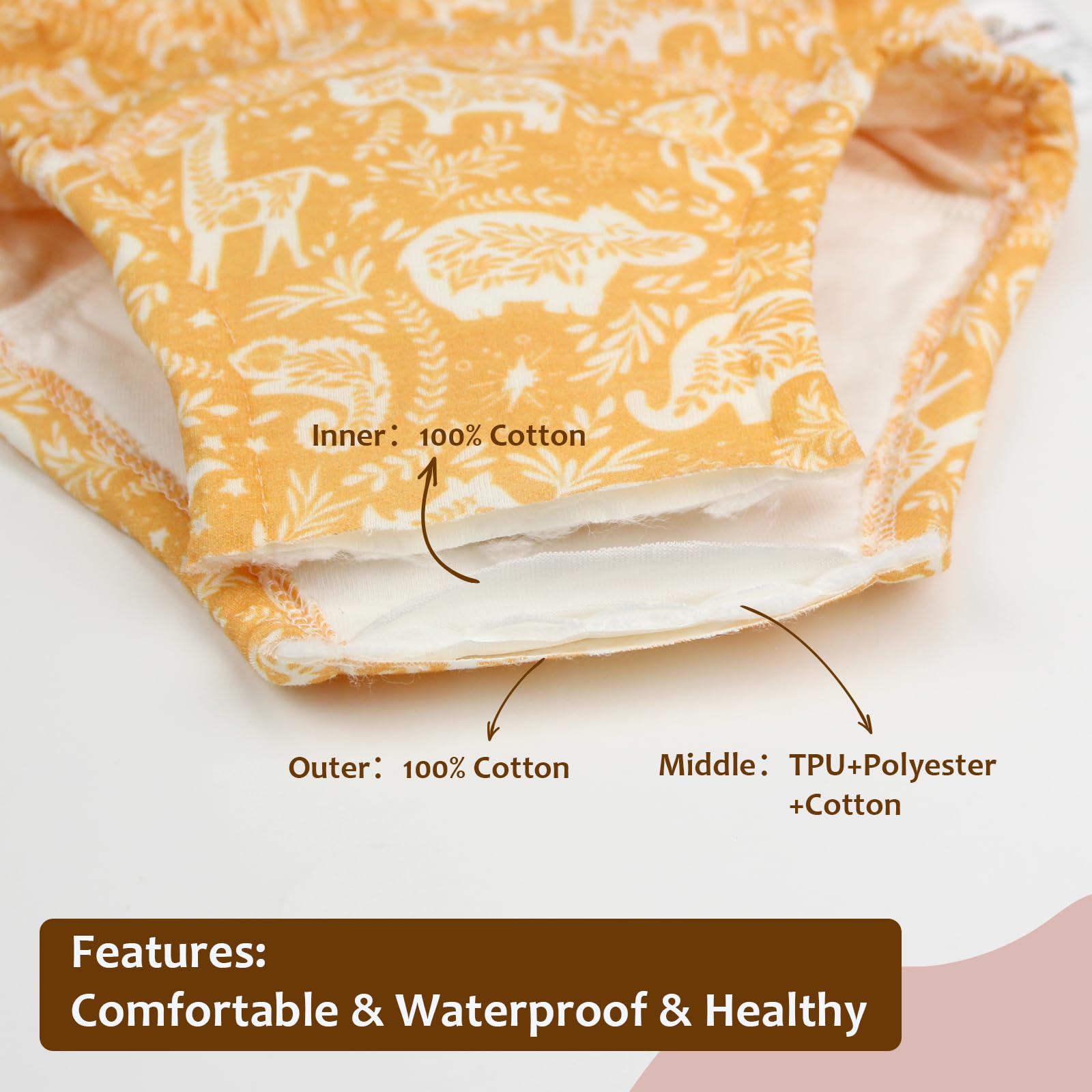 Mama Koala potty pants featuring a gentle elastic waistband for easy pull-on and independence.