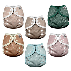 Mama Koala diaper cover Simply Neautrals front view shows adjustable rise snaps for growing babies