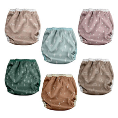 Mama Koala Simply Neautrals rise-snaps highlight adjustable sizing for birth-to-potty use