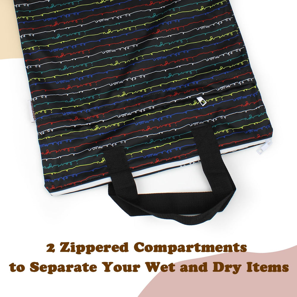Mama Koala two-pocket zipper design partitions damp and dry items.