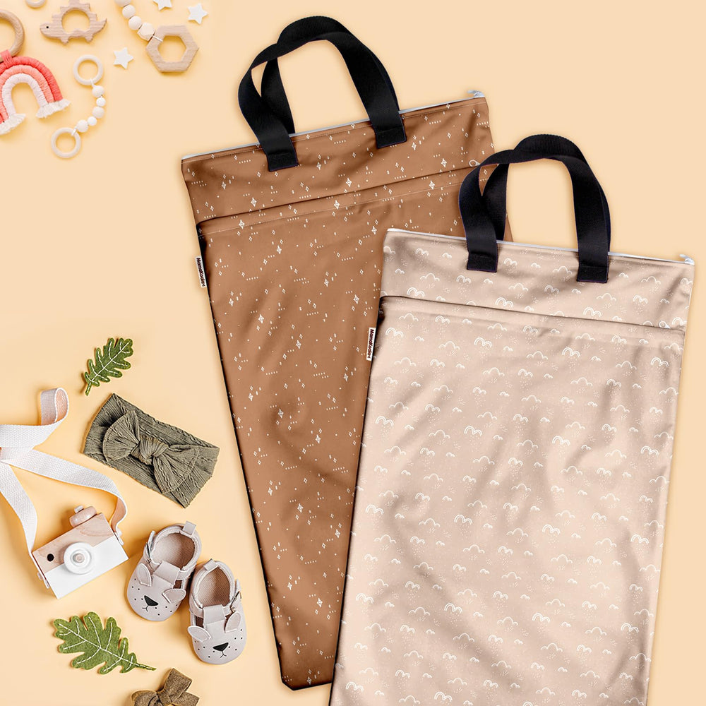 Mama Koala wet-dry bag organizing baby items and toiletries for easy storage.