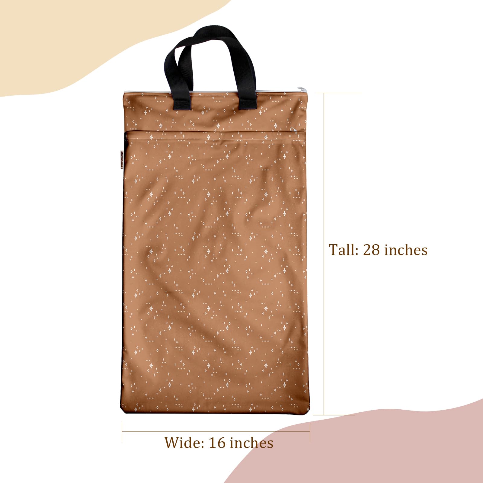 Large-capacity Mama Koala wet-dry bag shown during diaper laundry with ample space.