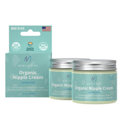 Mama & Wish nipple cream tube close-up showing unscented breastfeeding-safe balm
