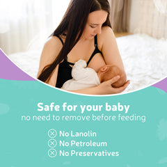 Mama & Wish unscented nipple cream packaging emphasizes baby-safe, non-GMO formula