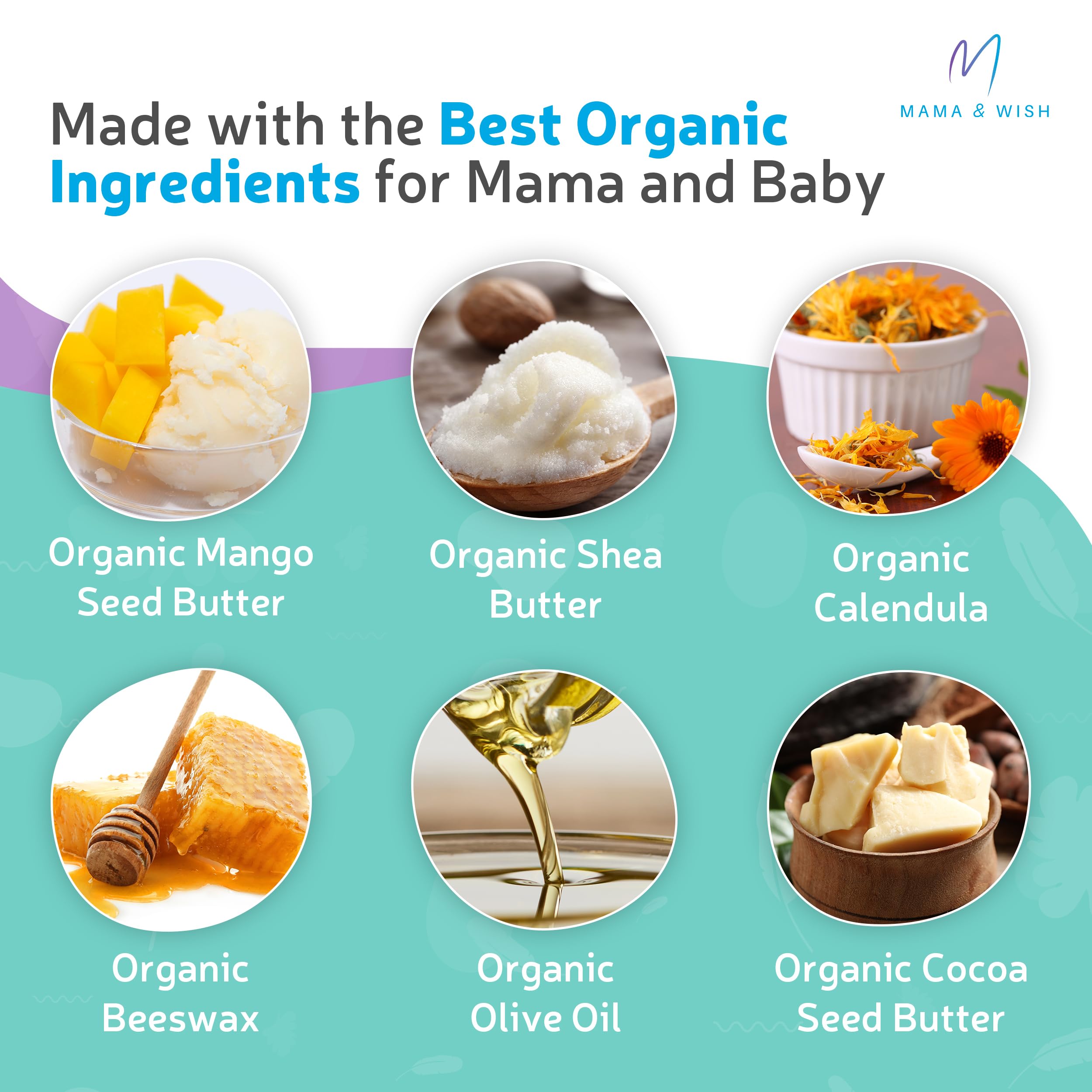 Mama & Wish USA-made nipple cream logo highlighting domestic production