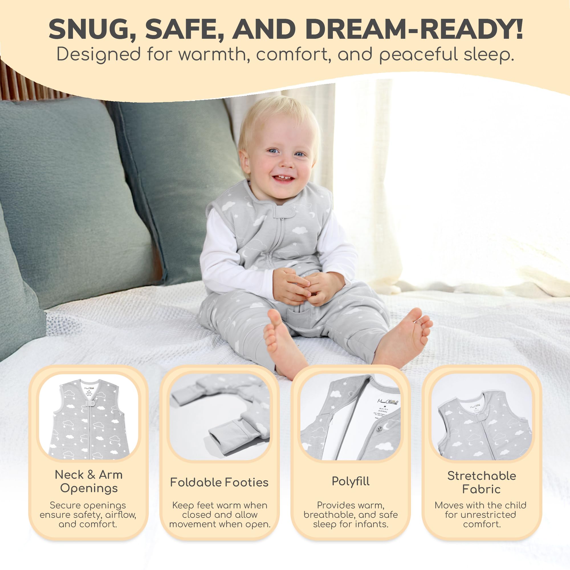 Mama Cheetah bottom zipper cover helps prevent little hands from unzipping.