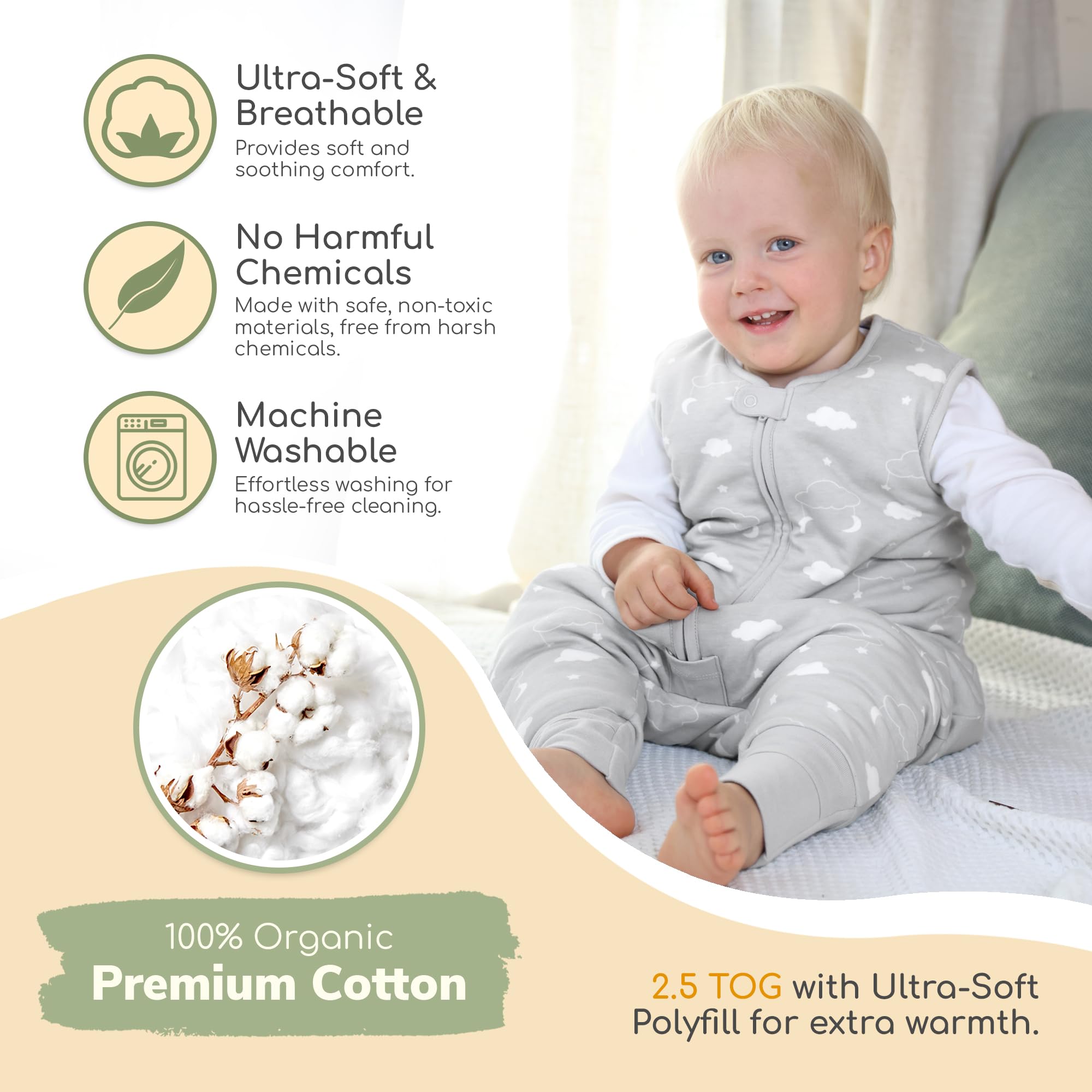Mama Cheetah two-way zipper design enables easy diaper changes.