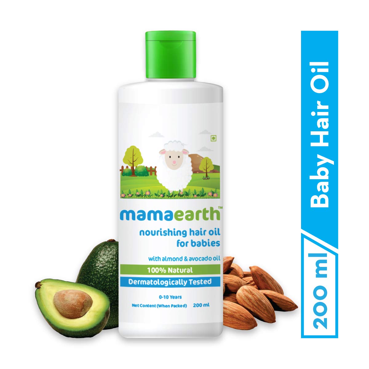 Mamaearth Baby Nourishing Hair Oil bottle close-up for gentle daily care.
