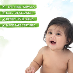 Mamaearth tear-free foam demonstrating safe cleansing during bath time