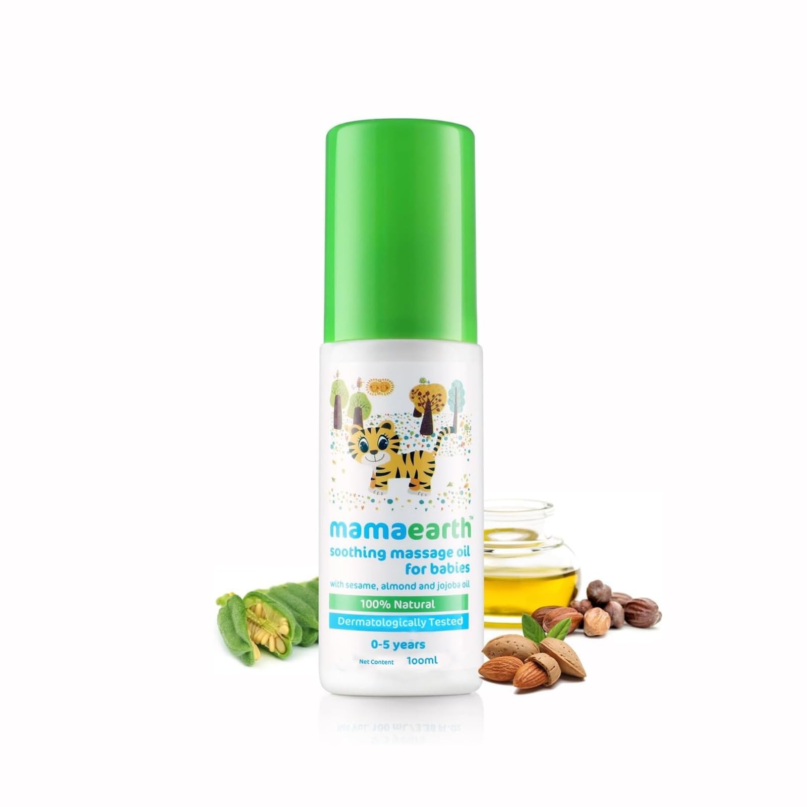 Mamaearth soothing massage oil used in a baby massage routine.