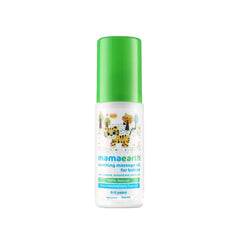 Mamaearth soothing massage oil bottle with sesame, almond, and jojoba blend.
