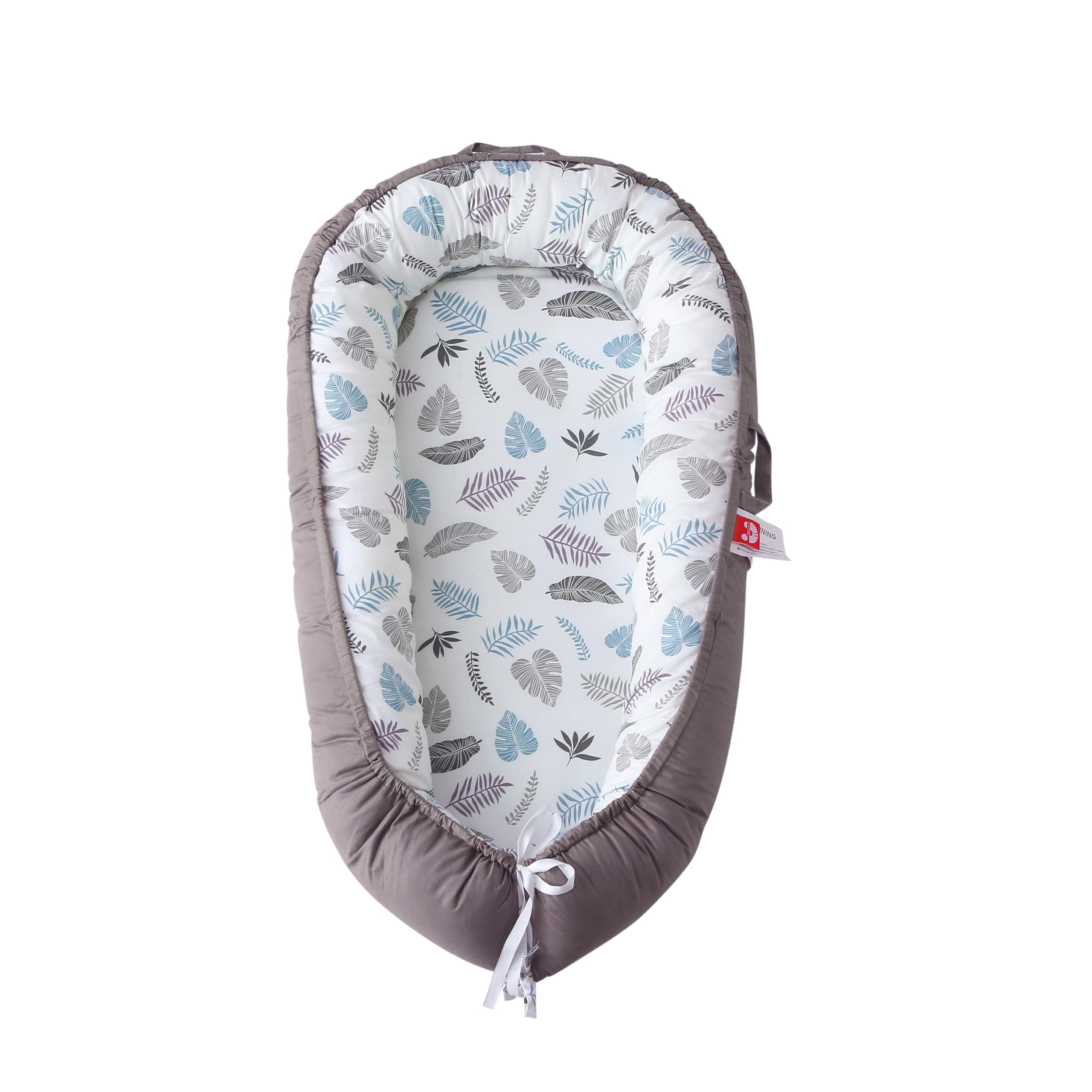 MAMAJOVE baby nest lounger gray setup for portable, cozy lounging.