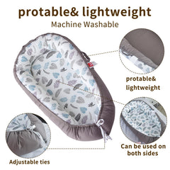 MAMAJOVE baby nest lounger portable lightweight design with handle for travel.