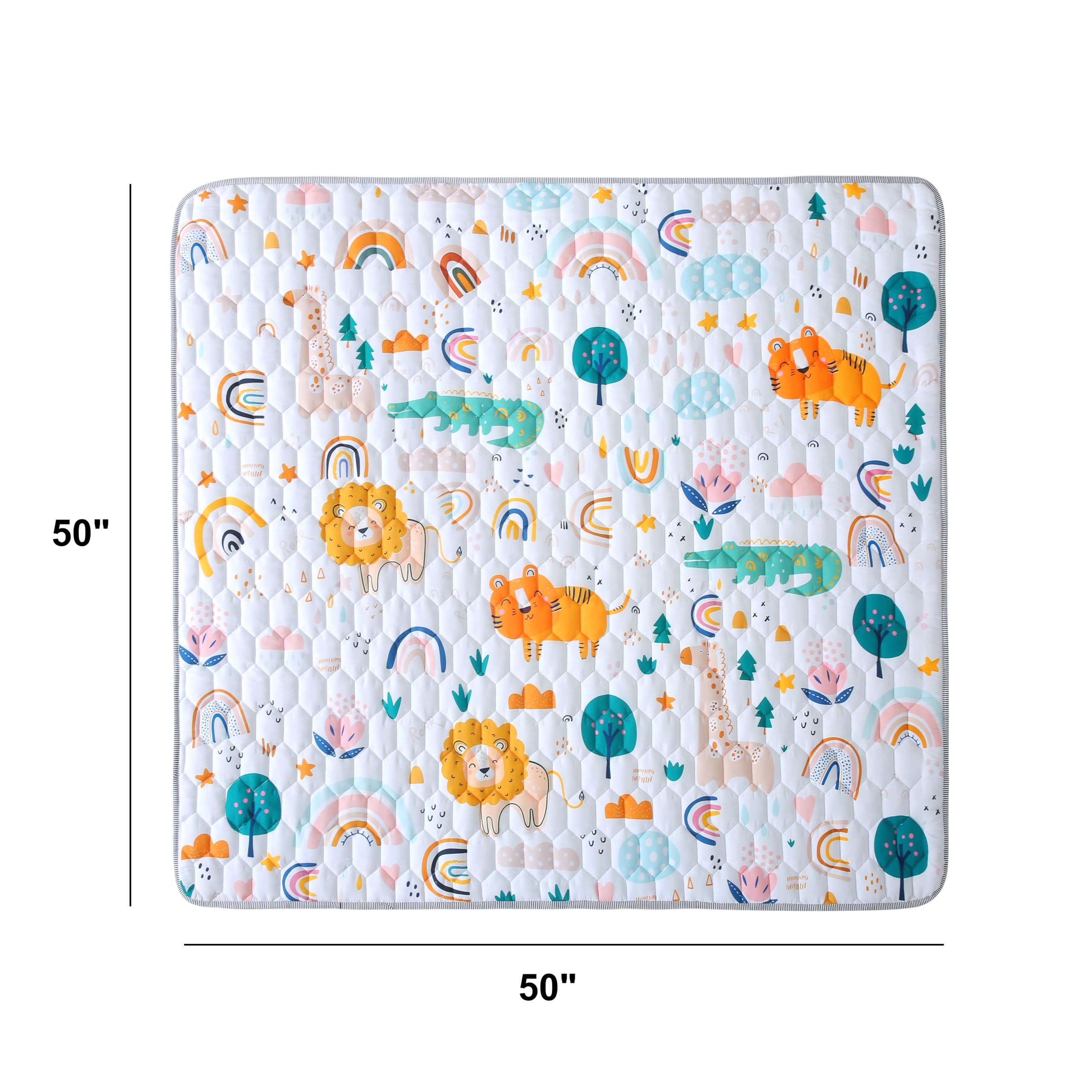 MAMAJOVE play mat with thick cushioning core supports knee and elbow comfort.