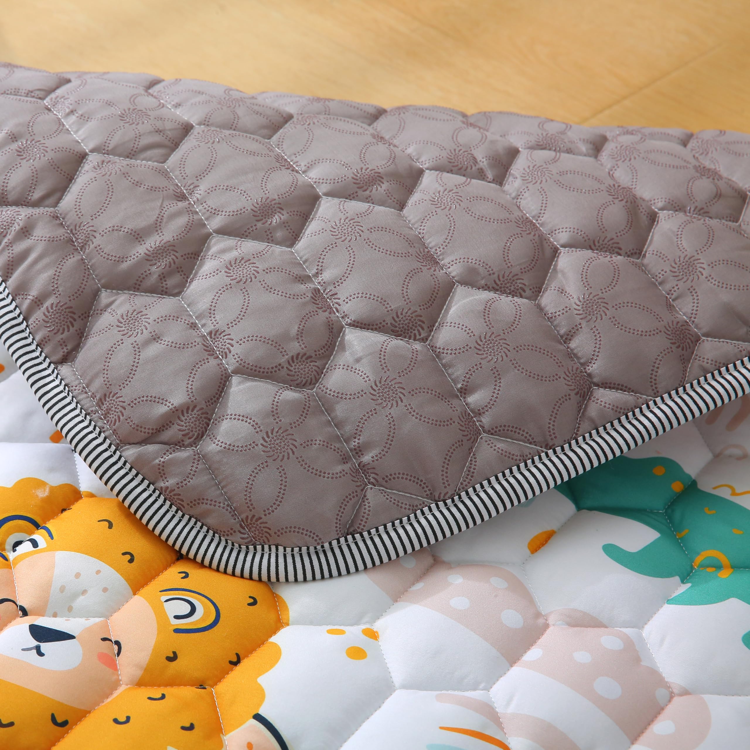 MAMAJOVE 50x50 playpen compatible cushiony surface for tummy time.
