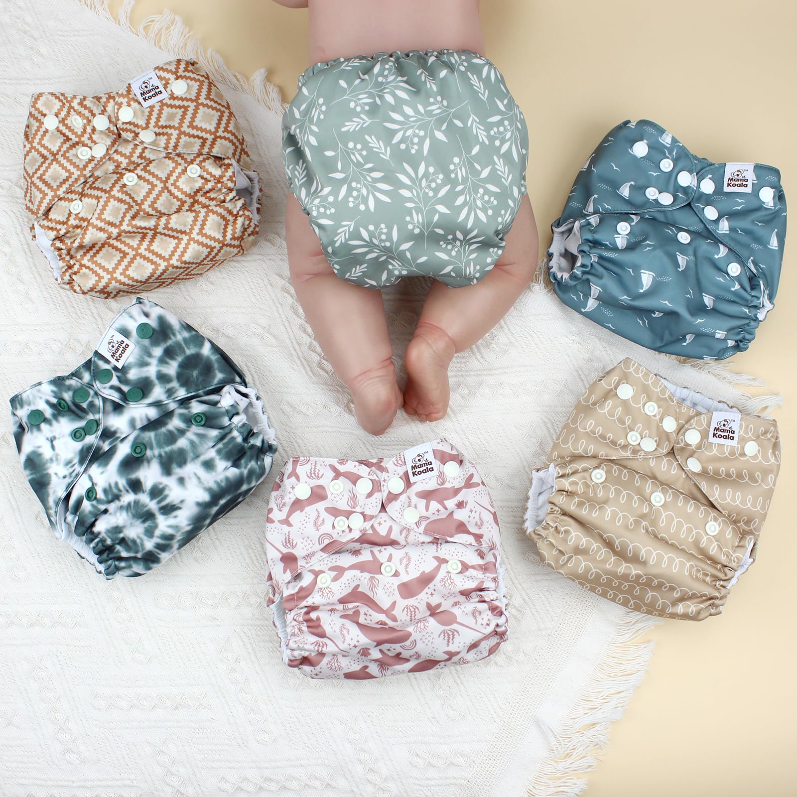 Mama Koala 3.0 inserts stacked showing six 5-layer natural inserts