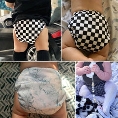 Mama Koala 3.0 pocket diaper shows adjustable size range for newborn to toddler use