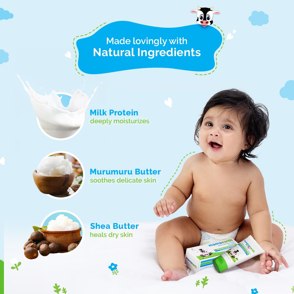 Mamaearth Milky Soft Face Cream with mild fragrance for gentle baby care.