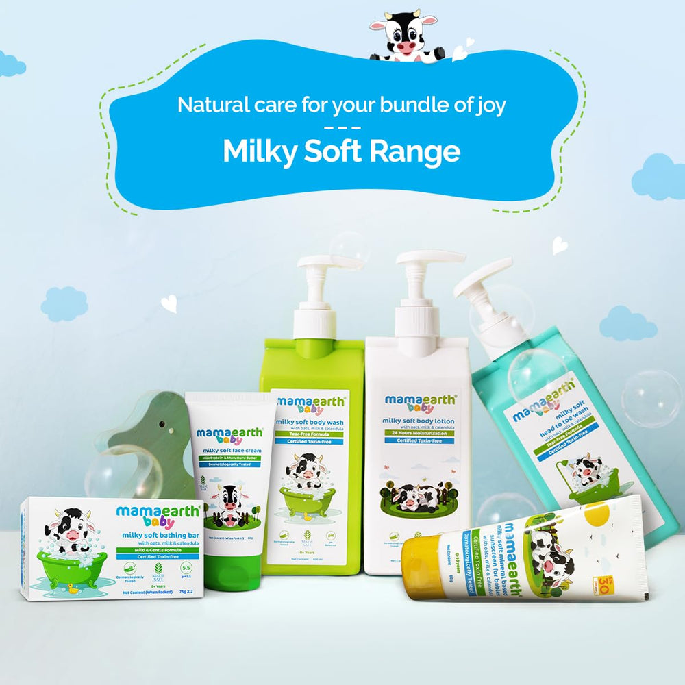 MAMAEARTH Milky Soft dermatologically tested seal indicates safe, toxin-free ingredients.
