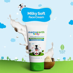 Mamaearth Milky Soft Face Cream swatch on skin for daily baby nourishment.
