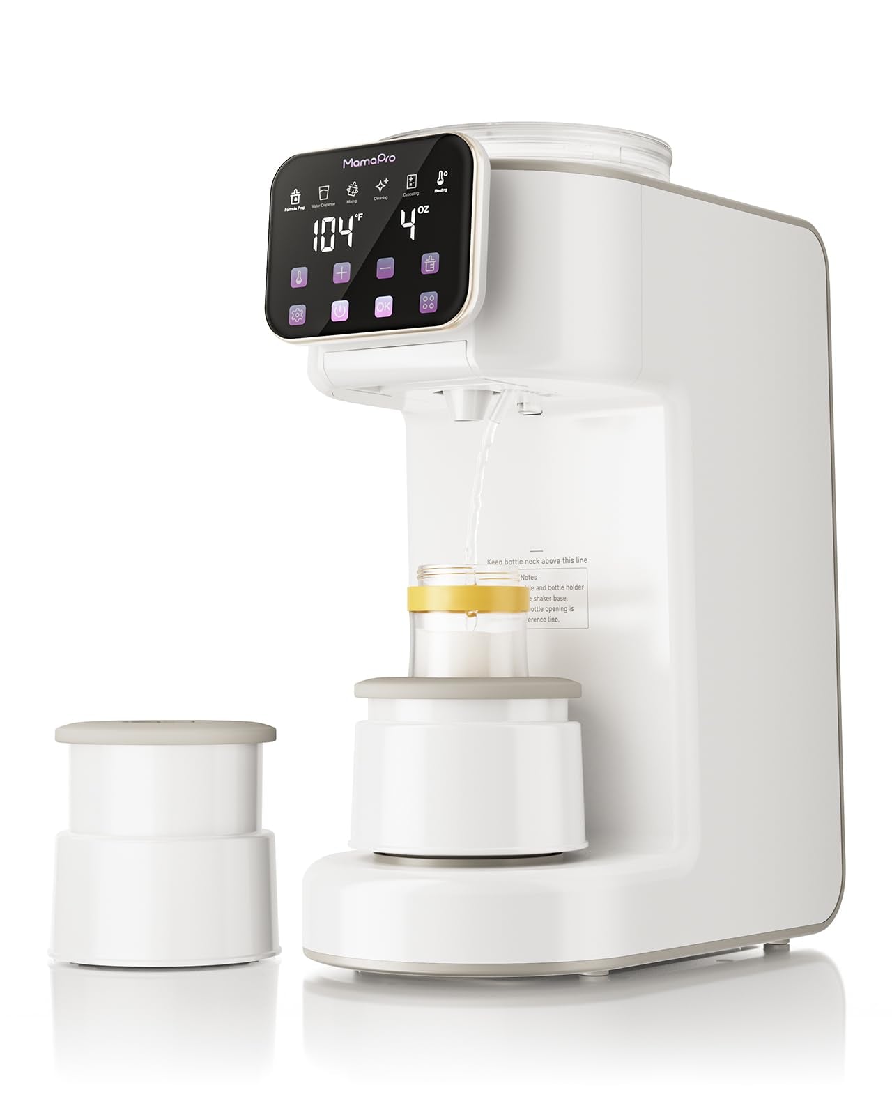 Mamapro PureMix water-to-powder ratio view showing precise feeds