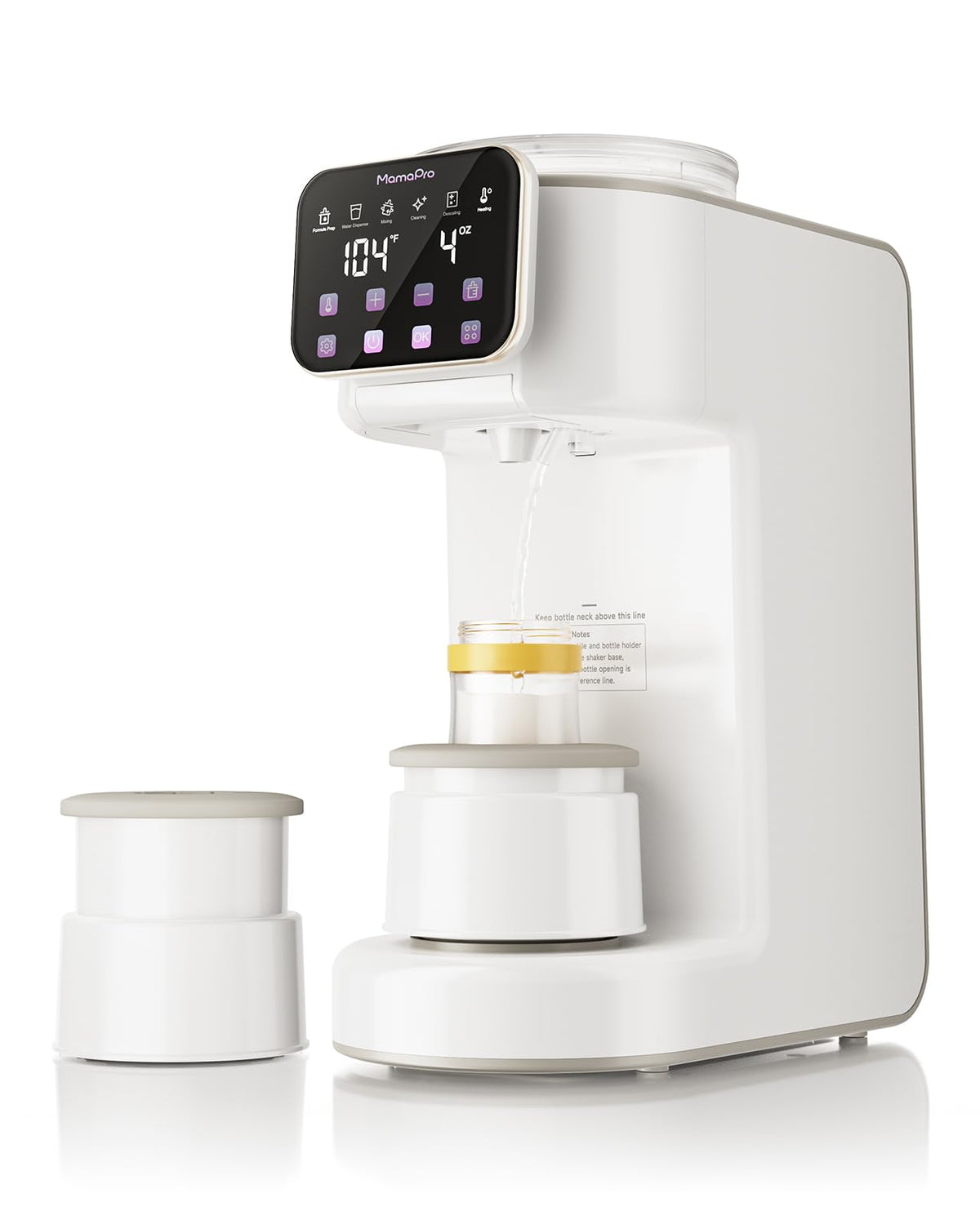 Mamapro PureMix water-to-powder ratio view showing precise feeds