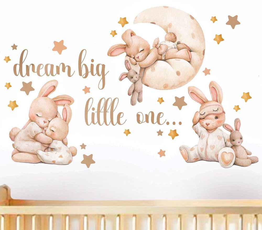 Mamarons nursery wall stickers beige bunny decal for soft nursery decor.