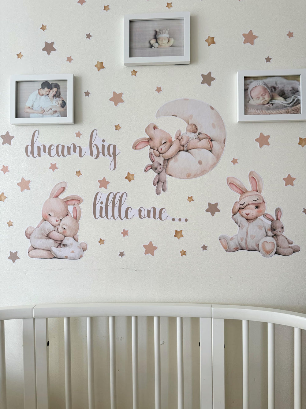 Mamarons watercolor nursery bunny decal adds gentle girl-room charm.