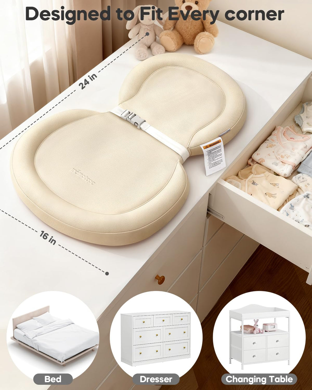 Mamatepe 24x16 changing pad fits standard dressers and changing tables