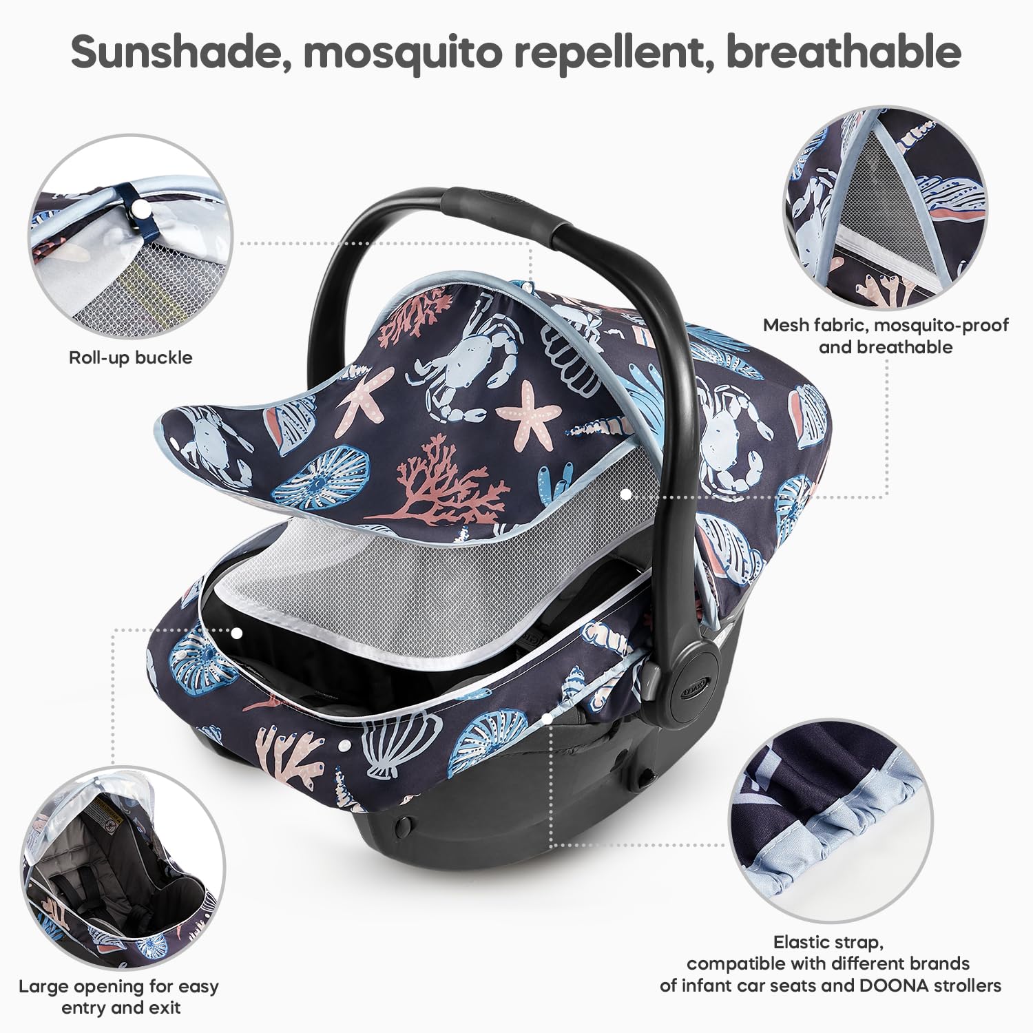 mamatepe deepblue mosquito-net highlights bug-free outings with airflow