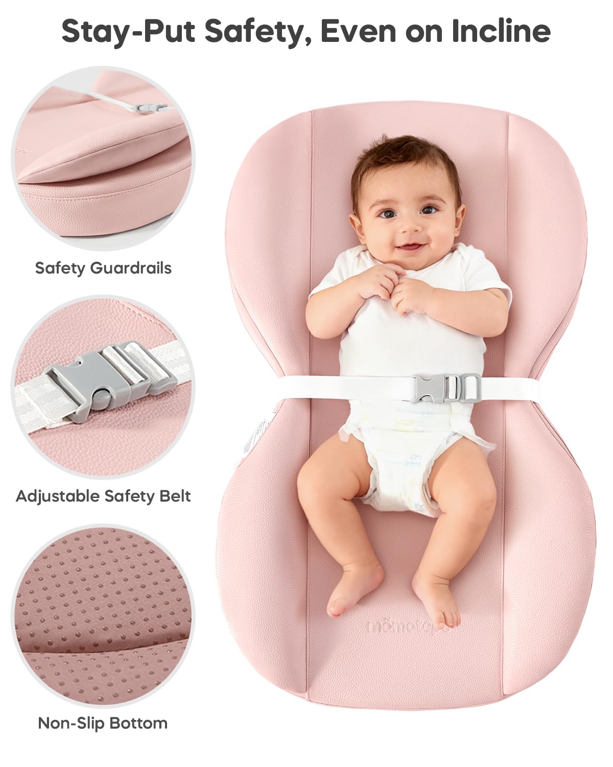 mamatepe baby-changing-pad adjustable safety strap secures baby during diaper changes