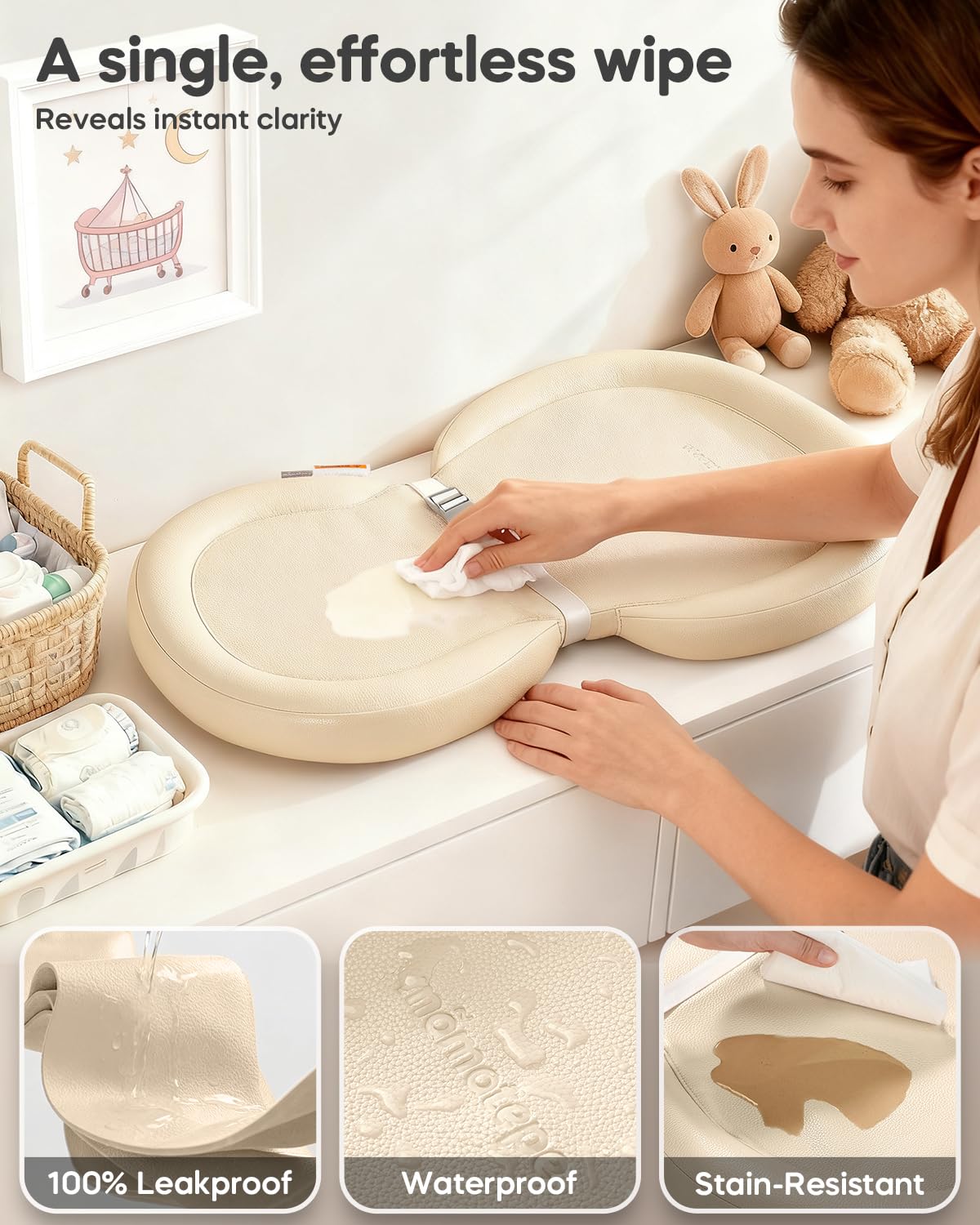 Mametepe baby changing pad foldable peanut design for compact storage and versatility.