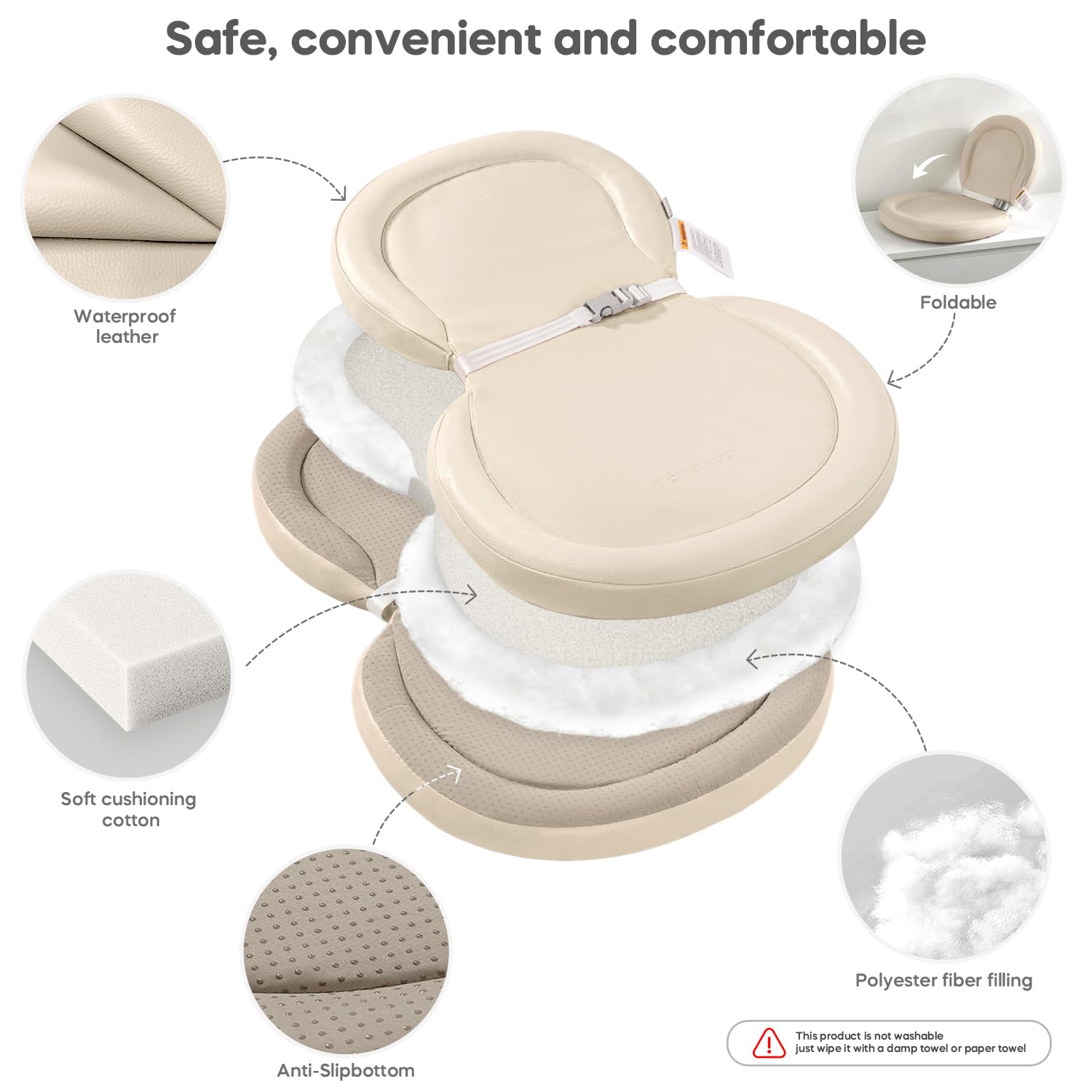 Mametepe changing pad hygienic and easy to wipe clean after messy diaper duties.