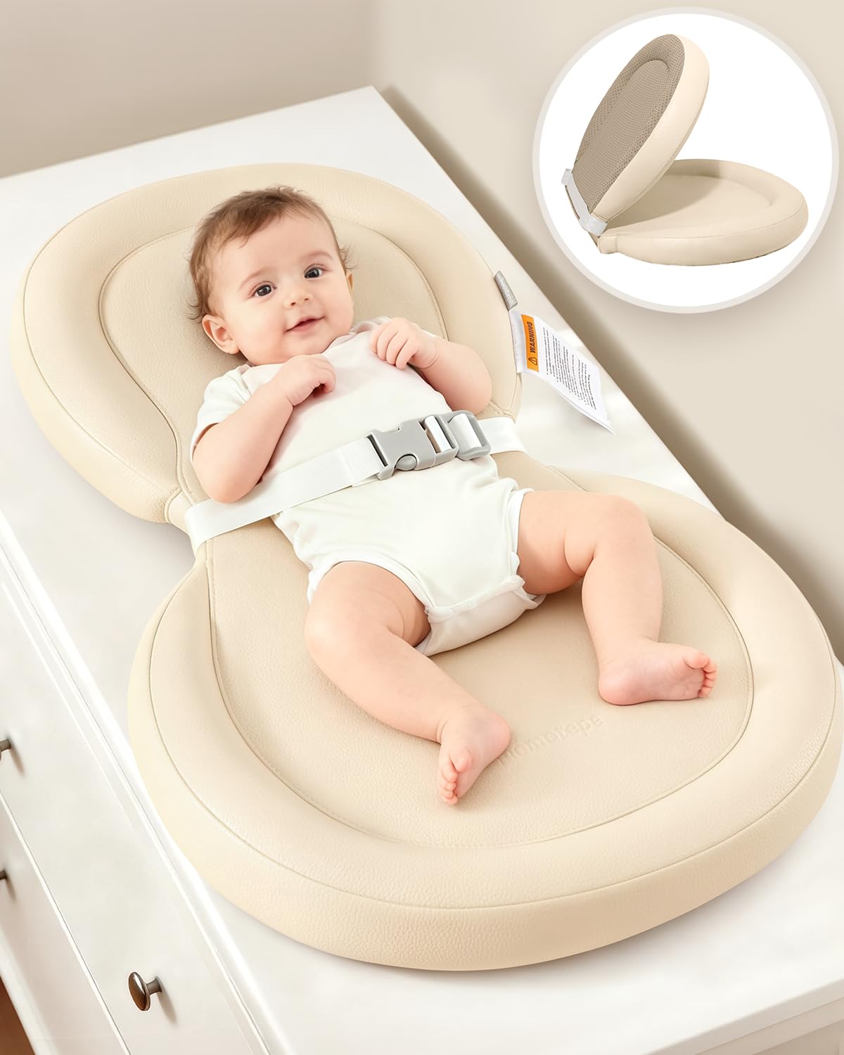 Mametepe baby changing pad waterproof surface for quick wipe-clean and odor control.