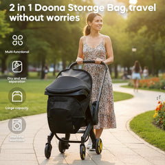 mamatepe Doona bag worn as backpack for hands-free travel