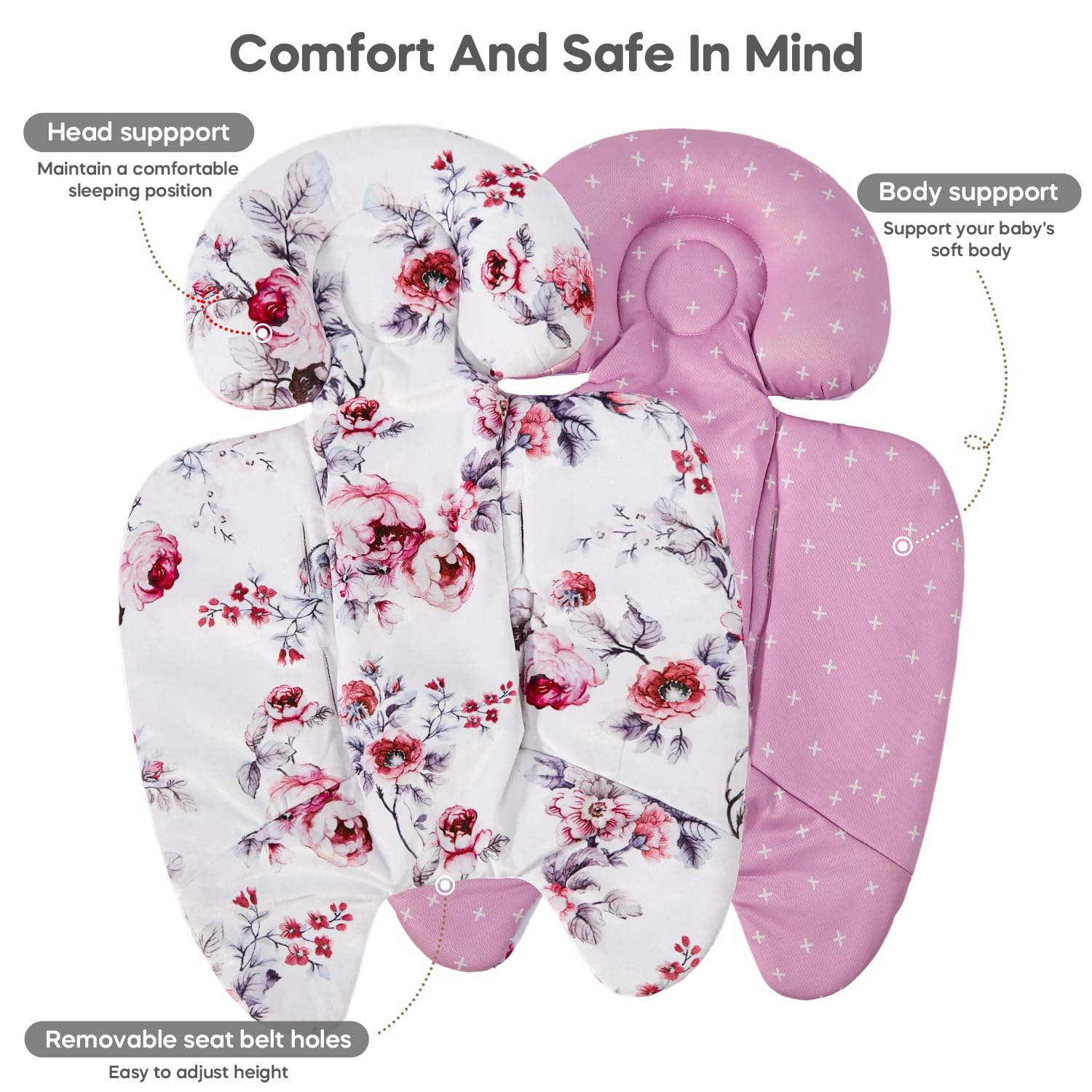 Mamatepe 21-inch insert grows with baby for longer full-body support.