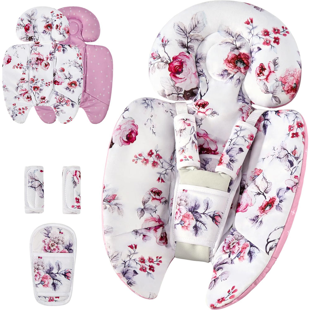 Mamatepe infant insert provides head and body support for newborns in a swing.