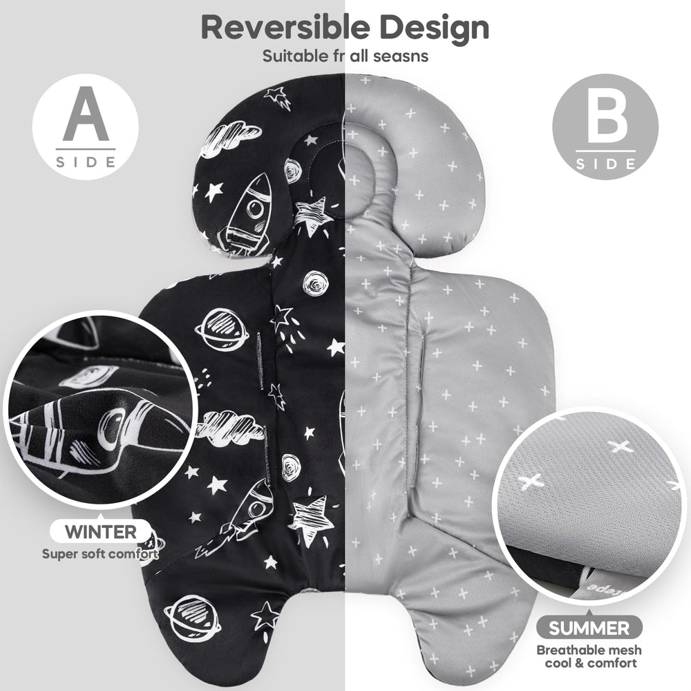 Mamatepe insert with 21-inch length and 2.5-inch padding supports growing babies.