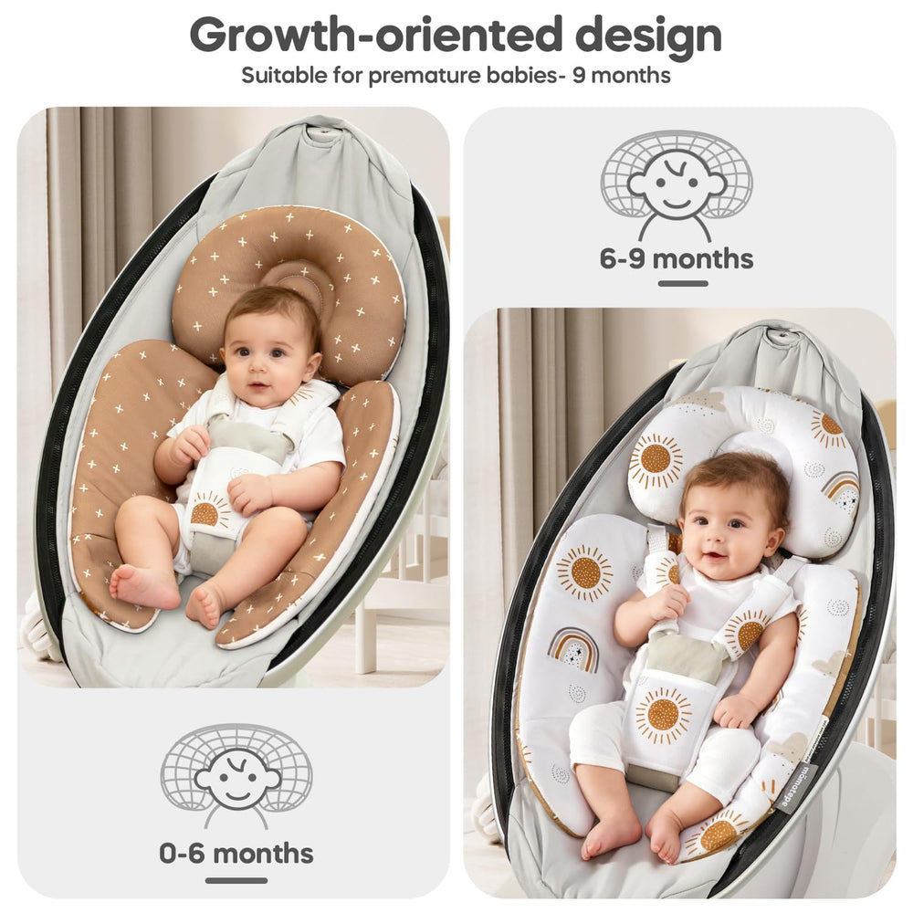 Mamatepe infant insert shoulder-crotch-protection highlights friction-free harness comfort.