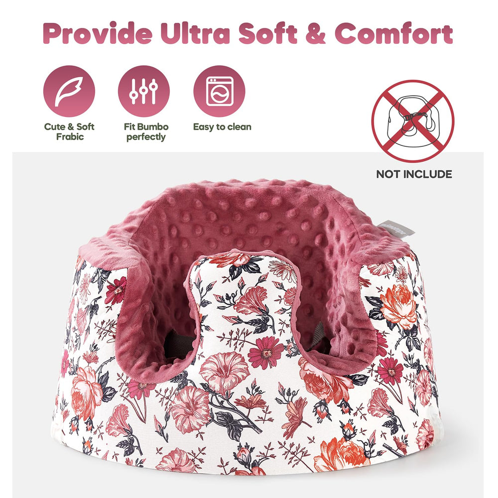 mamatepe seat cover slip-on design over the upper part of Bumbo seat.